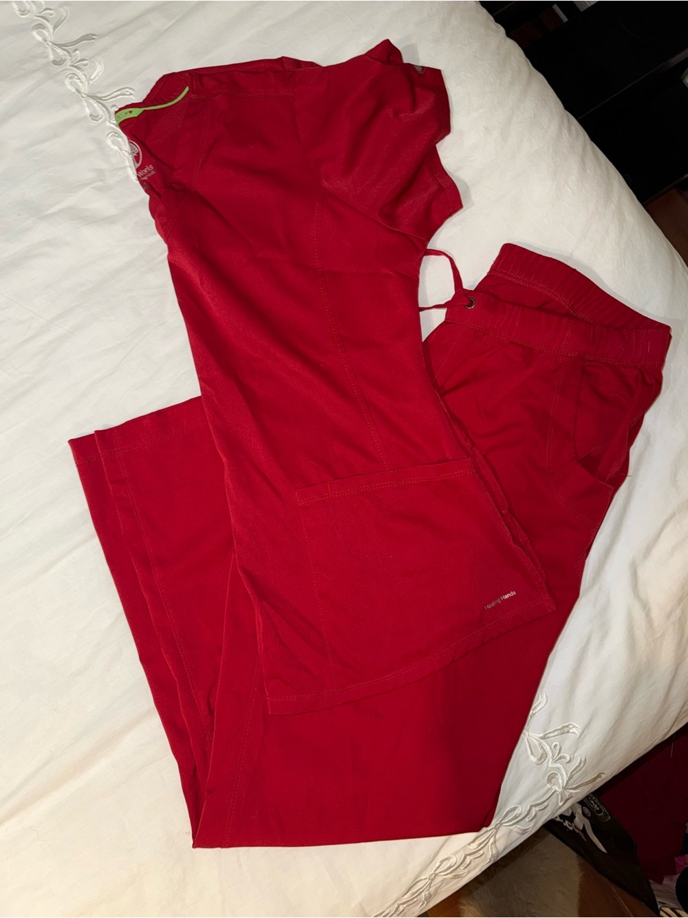 healing hands Red Drawstring Track Jogger Pants